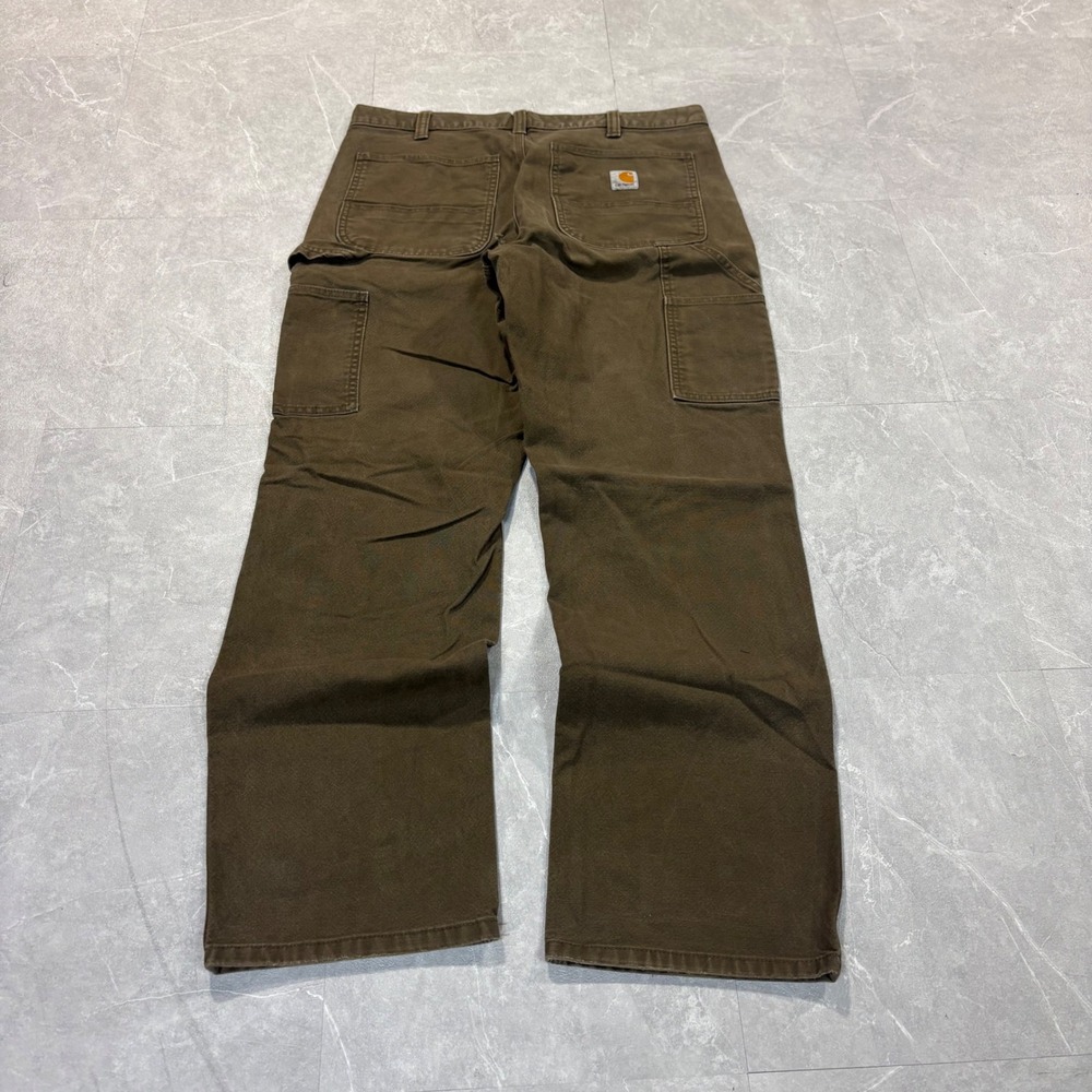 Carhartt Relaxed Fit Carpenter Pants Brown Canvas Work Trousers 34x32 Mens